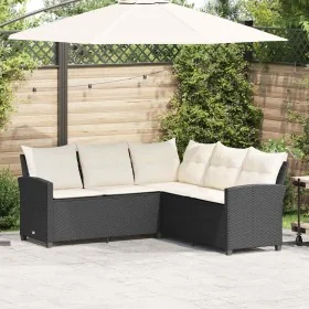 Sofá en forma de L con cojines ratán sintético negro de , Conjuntos de jardín - Ref: Foro24-365415, Precio: 296,93 €, Descuen...