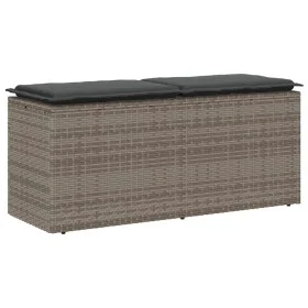 Banco de jardín con cojín ratán sintético gris 110x40x44 cm de , Bancos de jardín - Ref: Foro24-4104147, Precio: 104,23 €, De...
