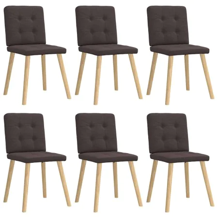 Sillas de comedor 6 unidades tela marrón oscuro de , Sillas de comedor - Ref: Foro24-3315442, Precio: 288,54 €, Descuento: %