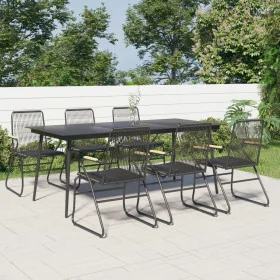 Juego de comedor para jardín 7 piezas ratán PVC negro de vidaXL, Conjuntos de jardín - Ref: Foro24-3060271, Precio: 524,37 €,...