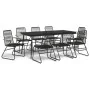 Juego de comedor de jardín 9 piezas ratán PVC negro de vidaXL, Conjuntos de jardín - Ref: Foro24-3060272, Precio: 673,62 €, D...