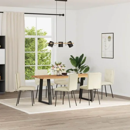Sillas de comedor 6 unidades de terciopelo crema de , Sillas de comedor - Ref: Foro24-3315688, Precio: 256,44 €, Descuento: %
