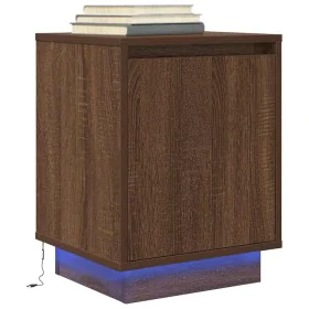 Mesilla de noche con luces LED roble marrón 38x34x50 cm de , Mesitas de noche - Ref: Foro24-861277, Precio: 48,30 €, Descuent...