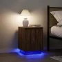 Mesilla de noche con luces LED roble marrón 38x34x50 cm de , Mesitas de noche - Ref: Foro24-861277, Precio: 48,30 €, Descuent...