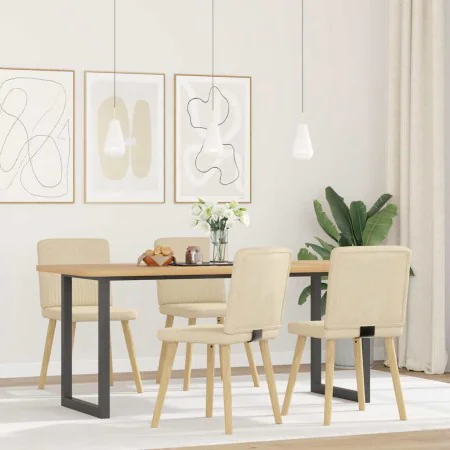 Sillas de comedor 4 unidades tela color crema de , Sillas de comedor - Ref: Foro24-3315304, Precio: 195,94 €, Descuento: %