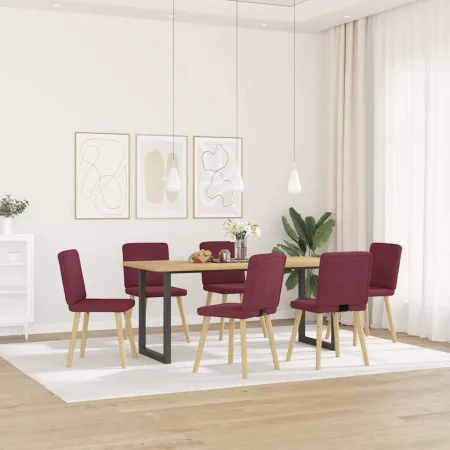 Sillas de comedor 6 unidades tela rojo tinto de , Sillas de comedor - Ref: Foro24-3315570, Precio: 292,29 €, Descuento: %