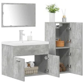 Juego muebles de baño 4 pzas madera contrachapada gris hormigón de , Muebles de baño - Ref: Foro24-3324903, Precio: 349,29 €,...
