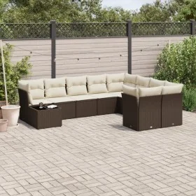 Set de sofás de jardín 10 pzas y cojines ratán sintético marrón de , Conjuntos de jardín - Ref: Foro24-3250032, Precio: 642,8...