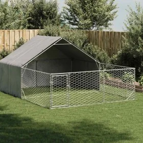 Caseta perros exterior con corral 4x3x1,9 m acero galvanizado de , Casetas para perros - Ref: Foro24-3329241, Precio: 214,56 ...