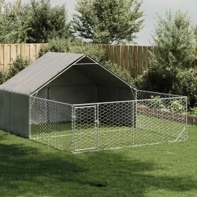 Caseta perros exterior con corral 5x3x1,9 m acero galvanizado de , Casetas para perros - Ref: Foro24-3329243, Precio: 234,34 ...
