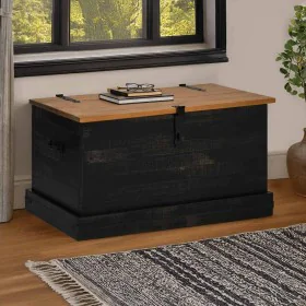 Baúl de almacenamiento HALDEN negro 91x48x47 cm madera maciza de , Baúles de almacenamiento - Ref: Foro24-4018404, Precio: 16...