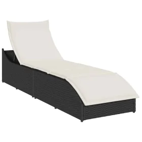 Tumbona plegable con cojín y espacio ratán sintético negro von , Liegen - Ref: Foro24-4104220, Preis: 240,75 €, Rabatt: %