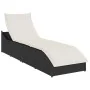 Tumbona plegable con cojín y espacio ratán sintético negro de , Tumbonas - Ref: Foro24-4104220, Precio: 240,75 €, Descuento: %