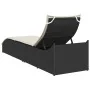 Tumbona plegable con cojín y espacio ratán sintético negro de , Tumbonas - Ref: Foro24-4104220, Precio: 240,75 €, Descuento: %