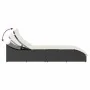 Tumbona plegable con cojín y espacio ratán sintético negro de , Tumbonas - Ref: Foro24-4104220, Precio: 240,75 €, Descuento: %