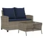 Sofá jardín de 2 plazas con cojín y mesa gris ratán sintético de , Sofás de exterior - Ref: Foro24-4103852, Precio: 223,98 €,...