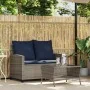 Sofá jardín de 2 plazas con cojín y mesa gris ratán sintético de , Sofás de exterior - Ref: Foro24-4103852, Precio: 223,98 €,...