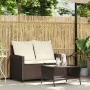 Sofá jardín de 2 plazas con cojín y mesa marrón ratán sintético de , Sofás de exterior - Ref: Foro24-4103846, Precio: 223,67 ...