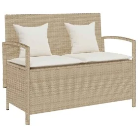 Banco de jardín con almacenaje y cojín beige ratán sintético de , Bancos de jardín - Ref: Foro24-4104215, Precio: 183,92 €, D...