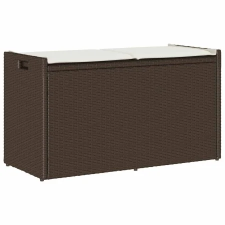 Banco de almacenaje con cojín marrón 100 cm ratán sintético de , Bancos de jardín - Ref: Foro24-4104061, Precio: 132,70 €, De...
