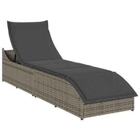 Tumbona plegable con cojín y espacio gris ratán sintético de , Tumbonas - Ref: Foro24-4104222, Precio: 247,76 €, Descuento: %