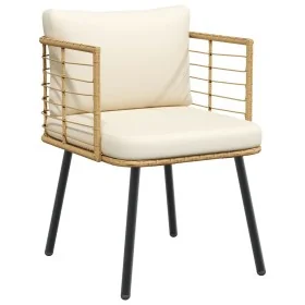 Sillón de jardín con cojines ratán sintético natural de , Sillas de jardín - Ref: Foro24-4108260, Precio: 114,97 €, Descuento: %