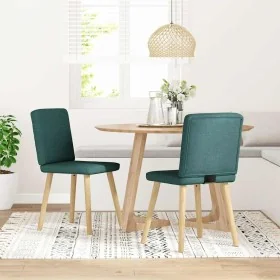 Sillas de comedor 2 unidades tela verde oscuro de , Sillas de comedor - Ref: Foro24-4101202, Precio: 101,95 €, Descuento: %