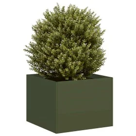 Jardinera acero verde oliva 40x40x30 cm de , Maceteros y jardineras - Ref: Foro24-860797, Precio: 43,20 €, Descuento: %