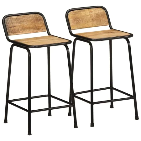Taburetes de barra 2 uds 46x35,5x80 cm madera maciza de mango de , Taburetes de cocina - Ref: Foro24-4013530, Precio: 127,50 ...