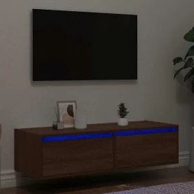 Mueble de TV con luces LED roble marrón 100X35,5x25 cm de , Muebles TV - Ref: Foro24-860244, Precio: 84,06 €, Descuento: %