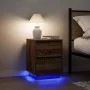 Mesillas de noche con luces LED 2 uds roble marrón 38x34x50 cm de , Mesitas de noche - Ref: Foro24-861296, Precio: 111,15 €, ...