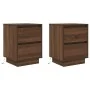 Mesillas de noche con luces LED 2 uds roble marrón 38x34x50 cm de , Mesitas de noche - Ref: Foro24-861296, Precio: 111,15 €, ...