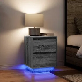 Mesillas de noche con luces LED 2 uds gris sonoma 38x34x50 cm de , Mesitas de noche - Ref: Foro24-861294, Precio: 101,20 €, D...