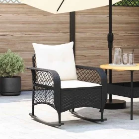 Silla mecedora de jardín con cojines ratán sintético negro de , Sillas de jardín - Ref: Foro24-4104193, Precio: 115,26 €, Des...