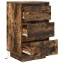 Mesilla de noche con luces LED roble ahumado 38x34x65 cm de , Mesitas de noche - Ref: Foro24-861305, Precio: 70,89 €, Descuen...