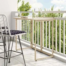 Mesa de jardín plegable ratán sintético beige 90x51x75 cm de , Mesas de jardín - Ref: Foro24-4108257, Precio: 80,22 €, Descue...
