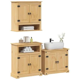 Juego de muebles de baño Corona 3 pzas madera maciza pino von , Badezimmermöbel - Ref: Foro24-3334639, Preis: 303,09 €, Rabat...