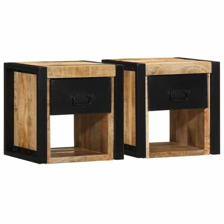 Mesitas de noche 2 uds 40x35x40 cm madera maciza rugosa mango de , Mesitas de noche - Ref: Foro24-4015951, Precio: 156,99 €, ...