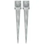 Picas de tierra 2 uds acero galvanizado plateado 14x14x91 cm by , Spikes for anchoring in the ground - Ref: Foro24-145427, Pr...
