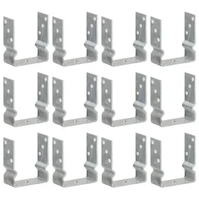 Anclajes de valla 12 uds acero galvanizado plateado12x6x15 cm by , Spikes for anchoring in the ground - Ref: Foro24-145340, P...