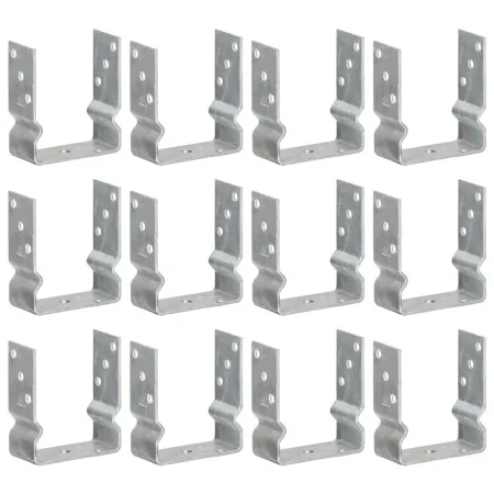 Anclajes de valla 12 uds acero galvanizado plateado12x6x15 cm by , Spikes for anchoring in the ground - Ref: Foro24-145340, P...