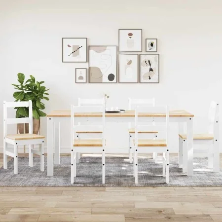 Juego de comedor Panama 7 pzas madera maciza de pino blanco de , muebles para cocinas y comedores - Ref: Foro24-3345193, Prec...