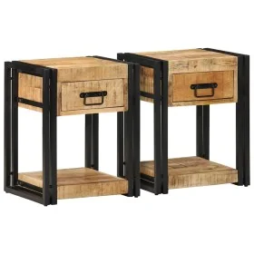 Mesitas de noche 2 piezas 40x35x50cm madera maciza rugosa mango by , Nightstands - Ref: Foro24-4016689, Price: 166,11 €, Disc...