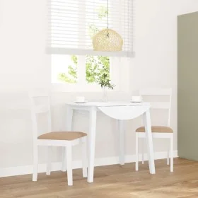 Sillas de comedor con cojines 2uds madera maciza blanco caucho de , Sillas de comedor - Ref: Foro24-4102386, Precio: 93,32 €,...
