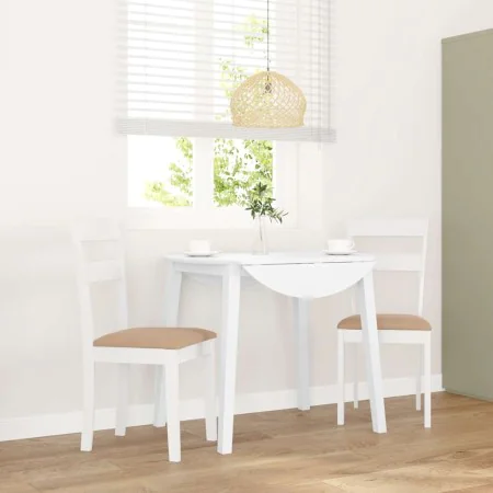 Sillas de comedor con cojines 2uds madera maciza blanco caucho de , Sillas de comedor - Ref: Foro24-4102386, Precio: 93,32 €,...