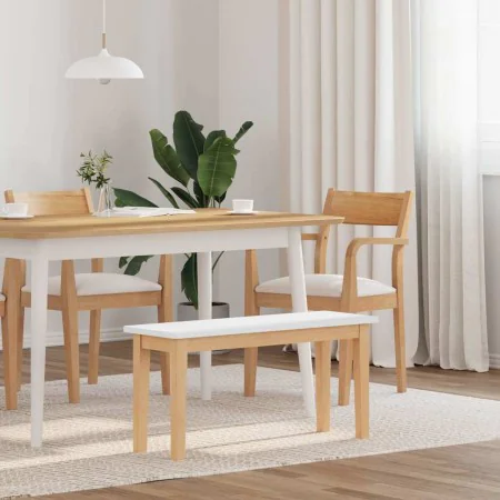 Banco 90 cm madera maciza caucho blanco by , Dining and kitchen benches - Ref: Foro24-4102598, Price: 70,35 €, Discount: %