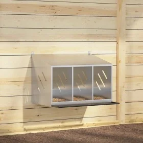 Nido para gallinas con 3 compartimentos plateado galvanizado de , Jaulas y habitáculos para animales pequeños - Ref: Foro24-8...