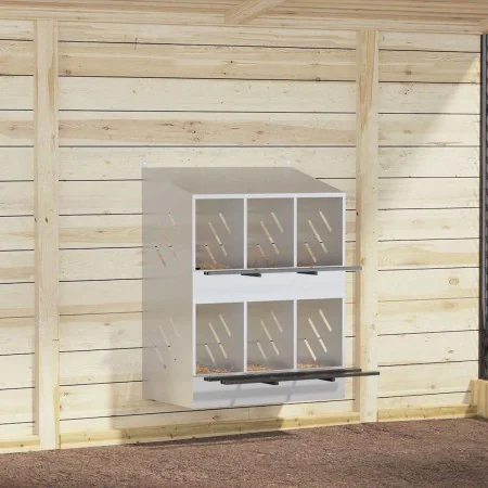 Nido para gallinas con 6 compartimentos plateado galvanizado de , Jaulas y habitáculos para animales pequeños - Ref: Foro24-8...