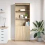 Aparador alto madera de ingeniería roble Sonoma 70x35x180 cm de , Aparadores - Ref: Foro24-3328473, Precio: 121,82 €, Descuen...