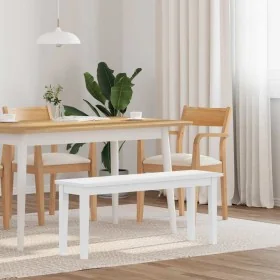 Banco 110 cm madera maciza caucho blanco by , Dining and kitchen benches - Ref: Foro24-4102608, Price: 78,98 €, Discount: %